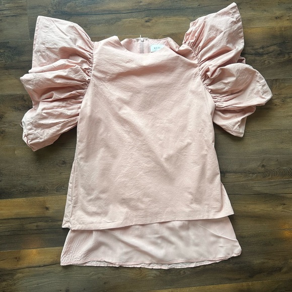 Mable Tops - Mable Pink Puff Sleeve Blouse Babydoll Cotton Statement Top S